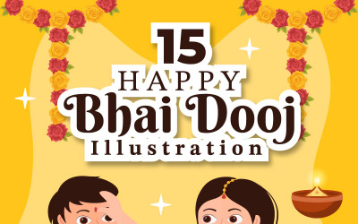 15 Bhai Dooj Hint Festivali Kutlama İllüstrasyon
