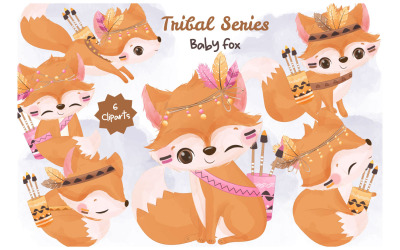 Clip-art di piccola volpe di serie tribale