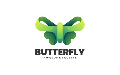 Design de logotipo de gradiente de borboleta verde