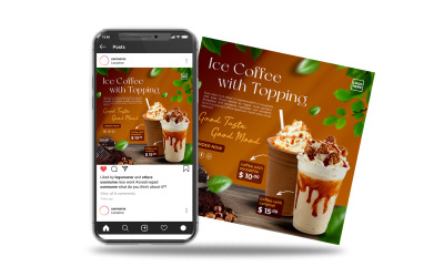 instagram médias sociaux poster café glacé