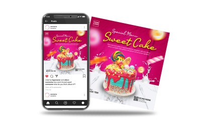 instagram post sociala medier söt tårta mall