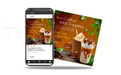 instagram publicación en redes sociales café helado