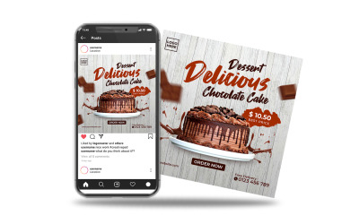 instagramový příspěvek na sociálních sítích lahodný dort