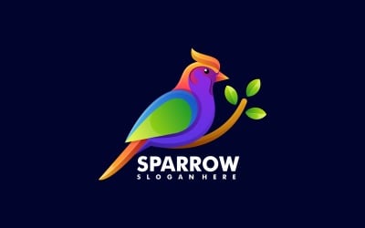 Logotipo colorido degradado de gorrión