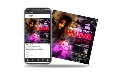instagram пост в социальных сетях о вечеринке в честь хэллоуина