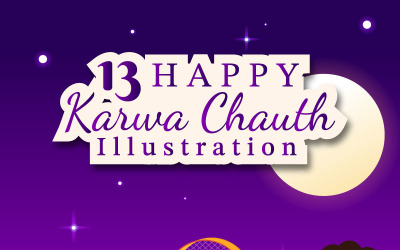 13 Karwa Chauth Festivali İllüstrasyonu