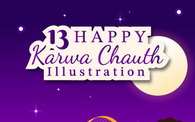 13 Karwa Chauth Fesztivál illusztráció