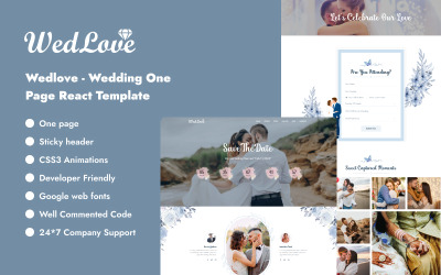 WedLove - Düğün Duyurusu - React Tek Sayfa Şablonu