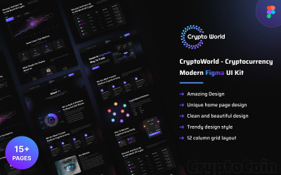 Crypto World - Moeda Digital Moderna Web Figma UI Template