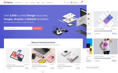 DigiCart – HTML5-шаблон Digital Products Marketplace