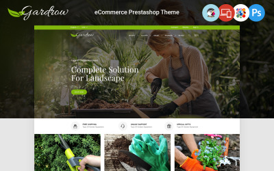 Gardrow PrestaShop-Design für den Garten-, Pflanzen- und Werkzeugladen