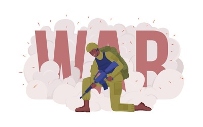 Deelnemen aan vijandelijkheden 2D vector geïsoleerde illustratie