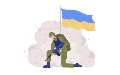 Ilustracja wektorowa 2D sił zbrojnych Ukrainy na białym tle
