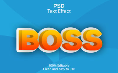 Бос | Текстовий ефект Psd, який можна редагувати, | Modern Boss First Psd Text Effect Templat