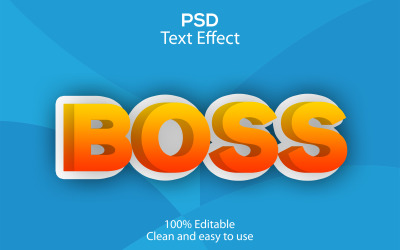 Jefe | Efecto de texto PSD editable Boss | Plantilla de efecto de texto Psd de jefe moderno primero