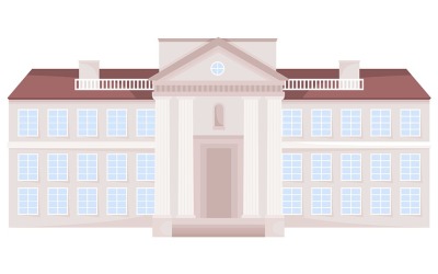 Klasická obecní budova poloplochý barevný vektorový objekt