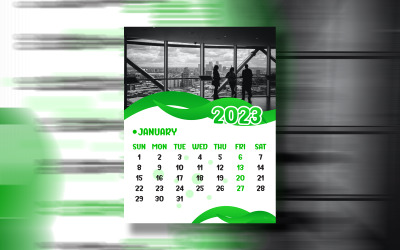 Calendrier vert 2023 Print Ready Eps Vector Template Design