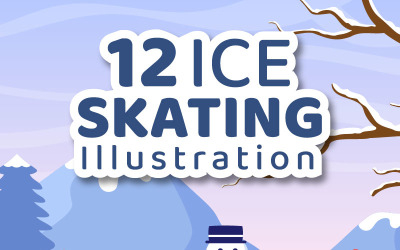 12 Illustrazione di progettazione di pattinaggio su ghiaccio