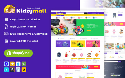 KidzyMall – Gyerekek, játékok és játékok téma a Shopify 2.0 webhelyboltokhoz