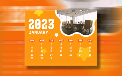 Újév 2023 naptár nyomtatásra kész Eps vektorsablon