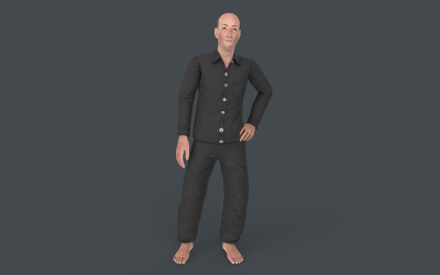 Alter Mann 3D-Lowpoly-Charaktermodell