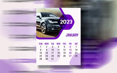 Calendrier Violet Annuel 2023 Print Ready Eps Vector Design