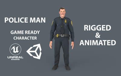 Modelo 3D low-poly de personagem policial