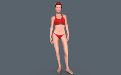 Personnage de femme rouge Low-poly modèle 3D