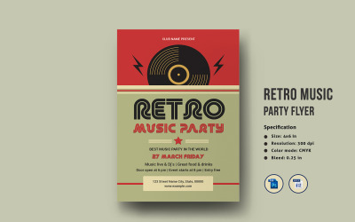 Retro musik party reklambladsmall