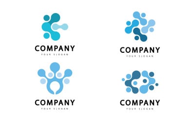Segno del laboratorio scientifico Logo vettoriale della molecola del logo della scienza di colore blu turchese astratto. V5