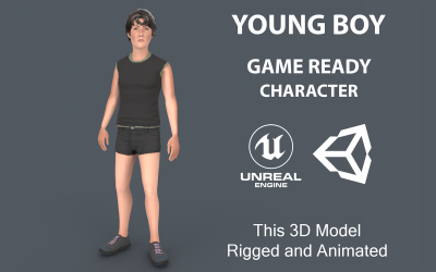 小男孩性格低聚3D模型