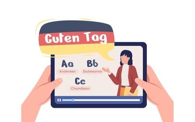 Lo studente impara la lingua tedesca con un insegnante professionista