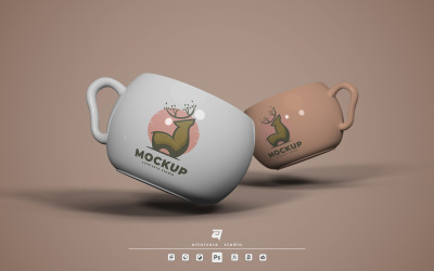 Modèle de maquette de tasse groupée 3