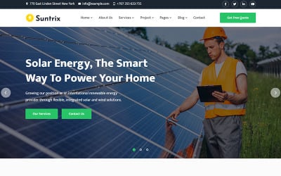 Suntrix – šablona webových stránek pro solární a obnovitelné zdroje energie