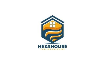 Zeshoekig huis eenvoudig mascotte-logo