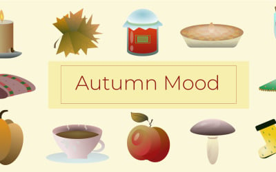 &quot;Autumn mood&quot; 12 Vector Images in the Autumn Theme, for Cards, Stickers, Decor.
