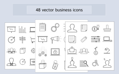 48 Vector Linear Qualitative Business Icons