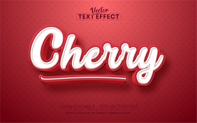 Cherry - bewerkbaar teksteffect, cartoon-tekststijl, grafische illustratie