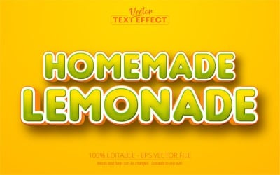 Домашній лимонад - текстовий ефект, який можна редагувати, мультяшний стиль тексту, графічна ілюстрація