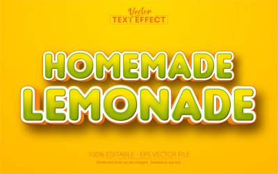 Limonade maison - Effet de texte modifiable, style de texte de dessin animé, illustration graphique