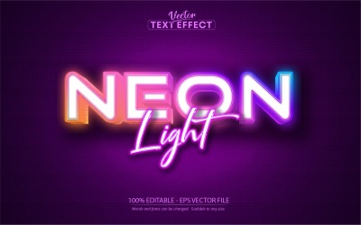 Neon Light - Effet de texte modifiable, style de texte néon, illustration graphique