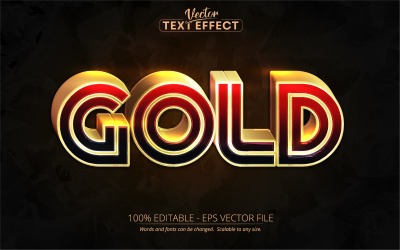 Oro: efecto de texto editable, estilo de texto rojo y dorado, ilustración gráfica