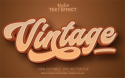 Vintage - Efeito de texto editável, estilo de texto retrô dos anos 80, ilustração gráfica