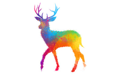 Hirsch in Farbverlauf Luxus Vektor Illustration Digital Art Shirt Design