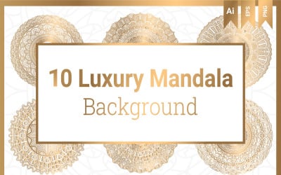 10 luxe mandala-vector met gouden stijlachtergrond