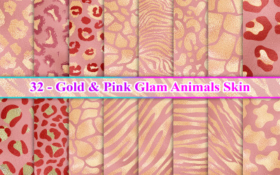 Altın Pembe Glam Hayvan Derisi