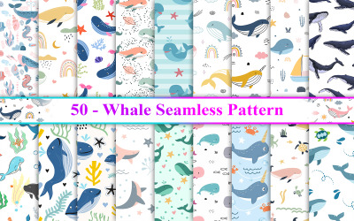 Bálna Seamless Pattern, Bálna Minta, Bálna Háttér