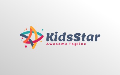 Barn Star Line Art färgglad logotyp