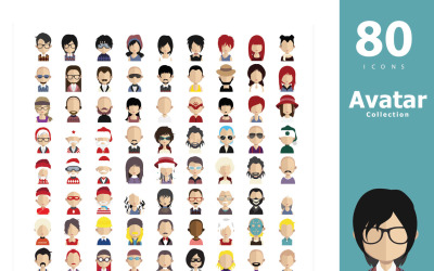 80 fille aux cheveux, symbole de dessin animé de différentes personnes, EPS, facile à modifier