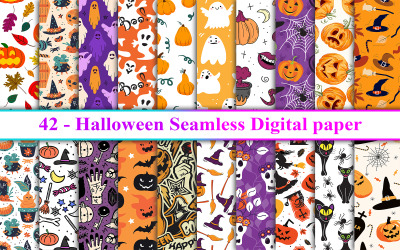 Halloween digitális papír, Halloween minta, Halloween varrat nélküli minta, Halloween háttér